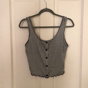 Black and white stripped crop tank top